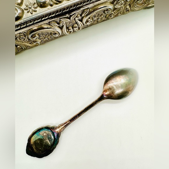 Vintage Floral Enamel Silver Spoon - Picture 3 of 9
